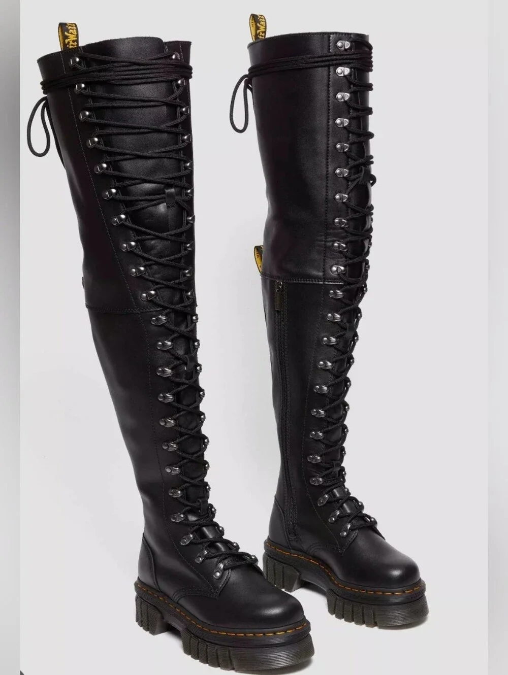 NEW DR. MARTENS AUDRICK 22-EYE EXTREME LACE KNEE HIGH PLATFORM BOTOS